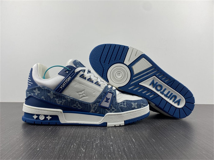 Luis Vitton LV Trainer Monogram Denim White Blue 1A9JGN